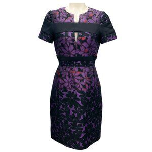 J. Mendel Purple / Black Multi Jacquard Cocktail Dress